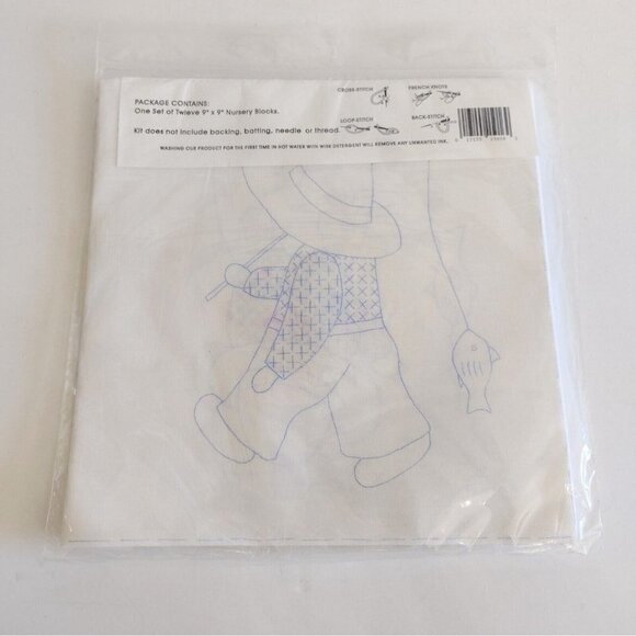 Jack Dempsey Needle Art #16 Litttle Boys Nursery Quilt Blocks 9 X 9 Embroidery - Picture 2 of 2